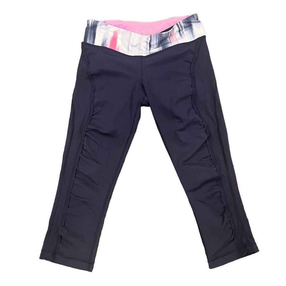 Lululemon Leggings Women's Size 6 Multicolor Sprinter Crop Ruched Elastic Waist